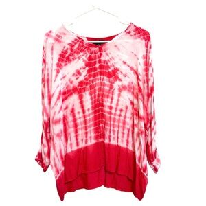 2/$30 Chelsea & Theodore Pink Tie-Dye Dolman Sleeve Top | Small
